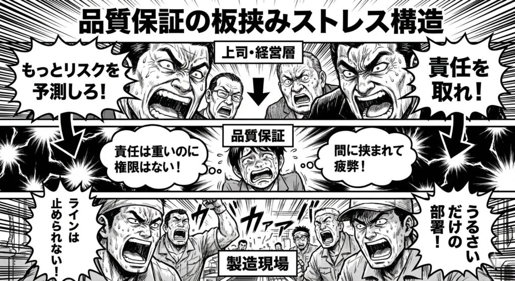 品質保証の板挟みストレス構造