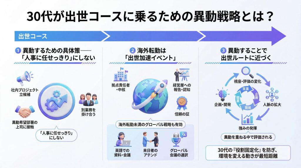 ３０代が出世コースに乗るための部署異動戦略とは？