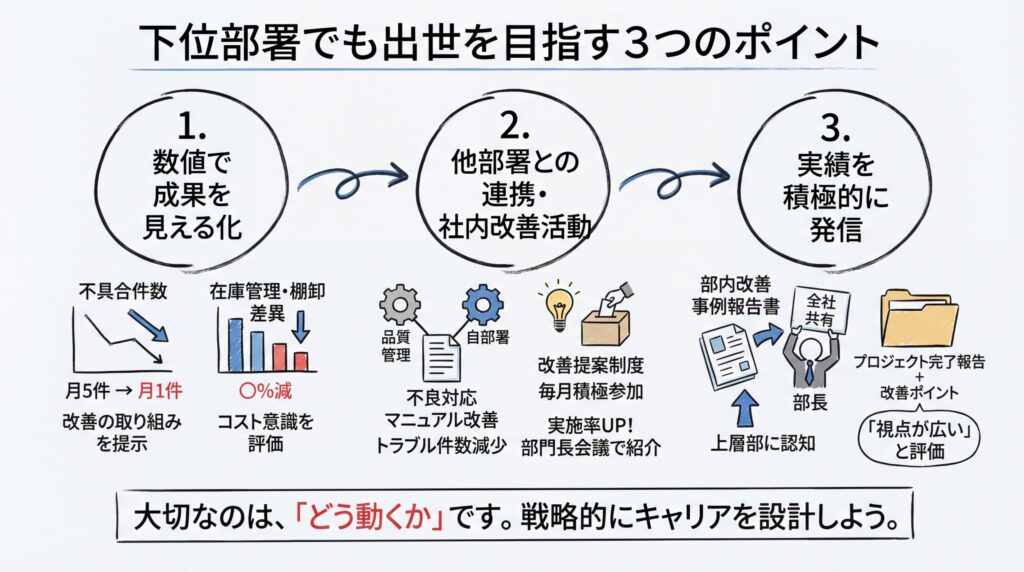 下位部署でも出世を目指す３つのポイント