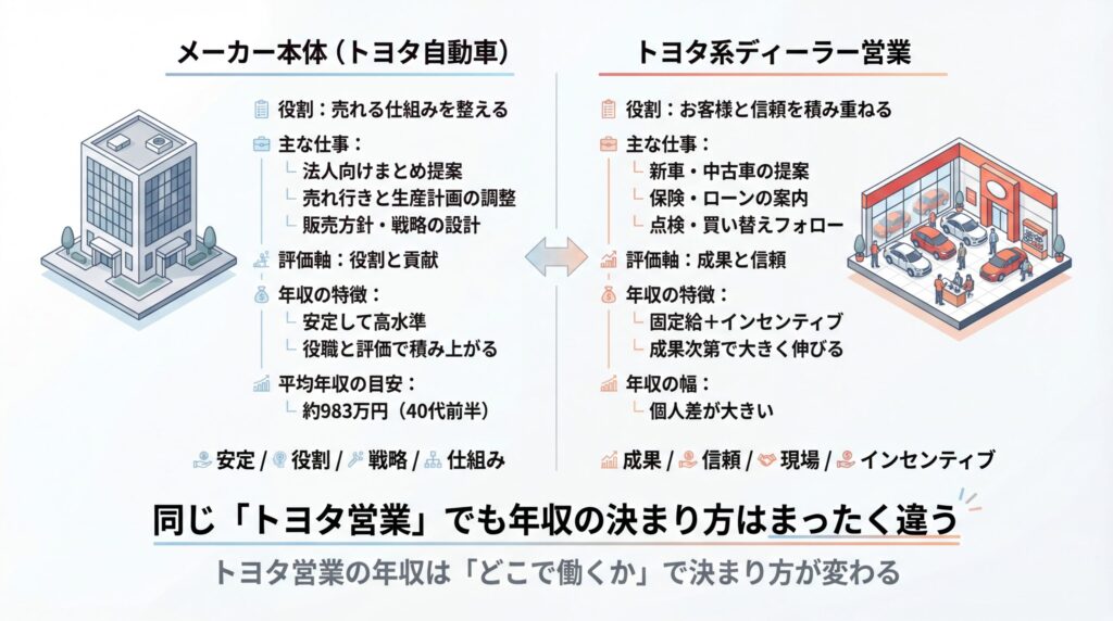 トヨタ本体営業と、トヨタ系ディーラー営業マンの違い