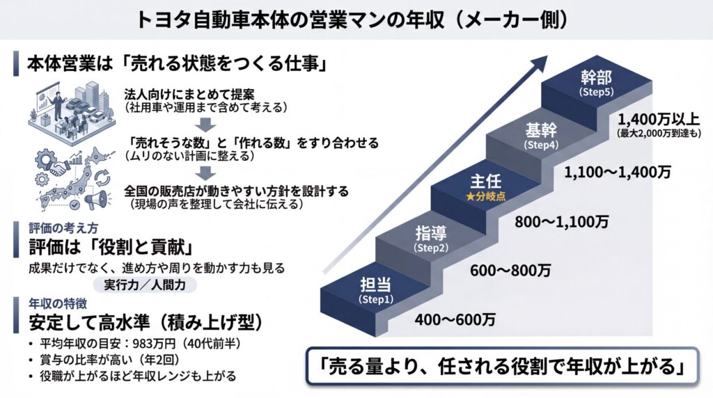 トヨタ自動車本体営業マンの年収