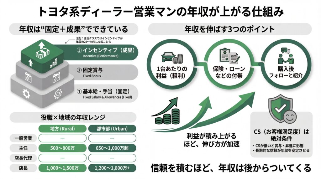 トヨタ系ディーラー営業マンの年収を上げる仕組み