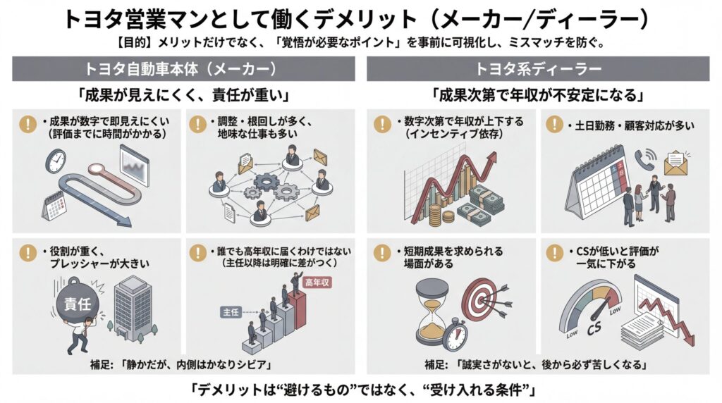 トヨタ営業マンとして働くデメリット